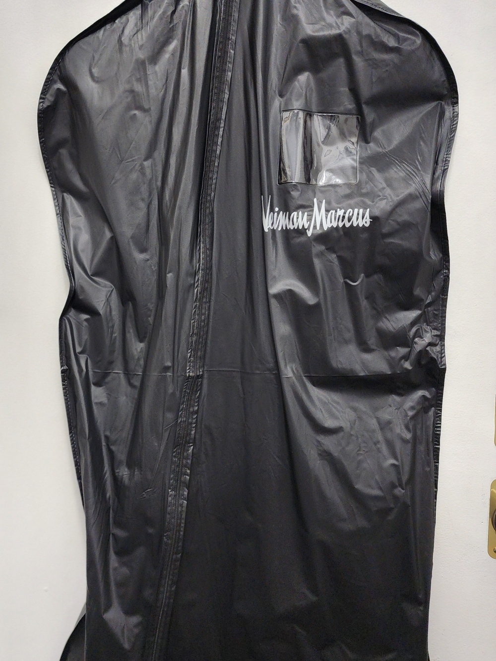 Vintage Neiman Marcus Black Garment Bag With Wooden Hanger